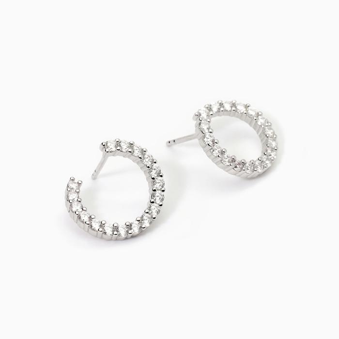 Boucles d'oreilles futuristes en argent et zircone