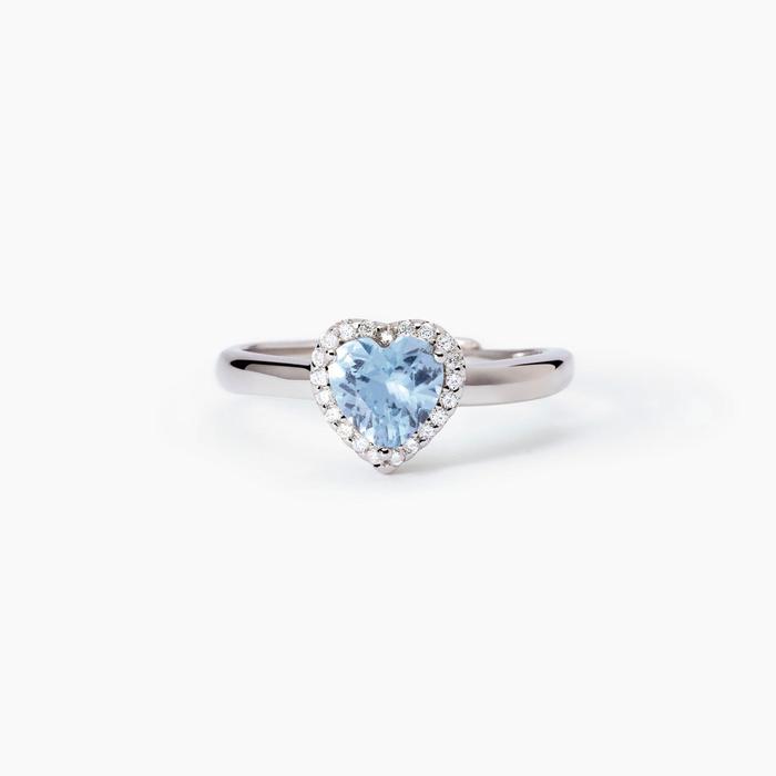 Bague en argent avec aigue-marine synthétique Love Affair