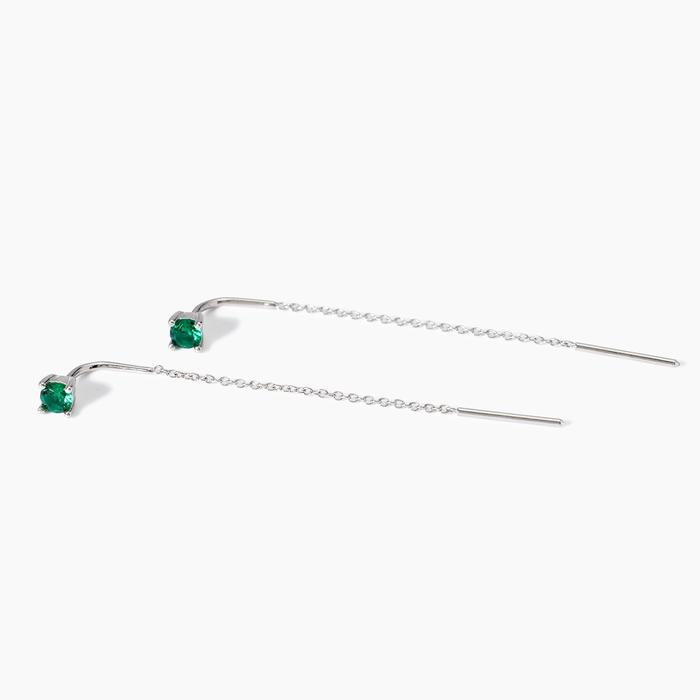 Boucles d'oreilles pendantes en émeraude synthétique brillante