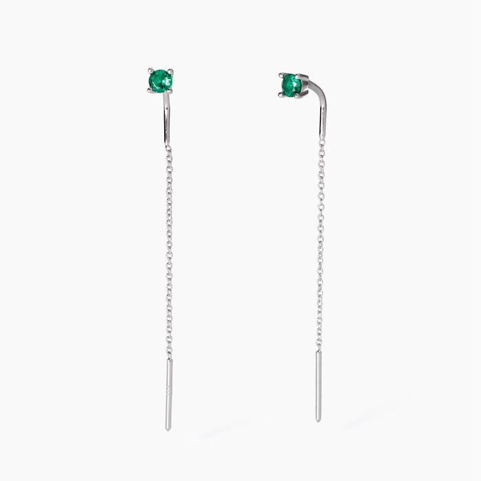 Boucles d'oreilles pendantes en émeraude synthétique brillante