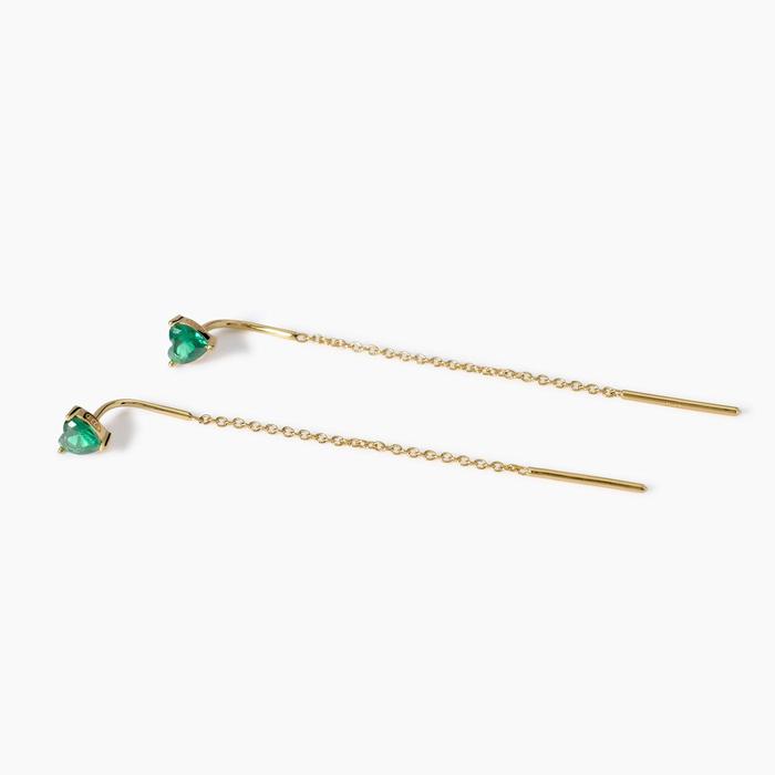 Boucles d'oreilles plaquées or avec effet émeraude synthétique