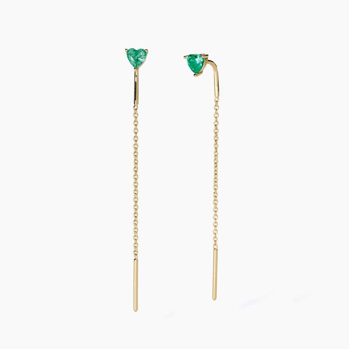 Boucles d'oreilles plaquées or avec effet émeraude synthétique