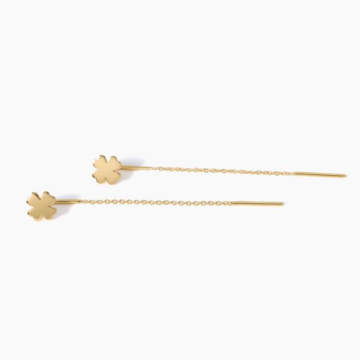 Boucles d'oreilles plaquées or avec trèfle à quatre feuilles brillant