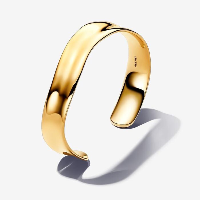 Bracciale Aperto Fascia Larga Linea Sinuosa