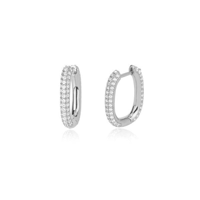 BOUCLES D'OREILLES OVALES AVEC PIERRES