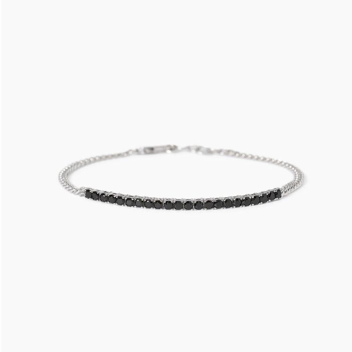 Bracelet chaîne tennis et groumette en zircone minuit