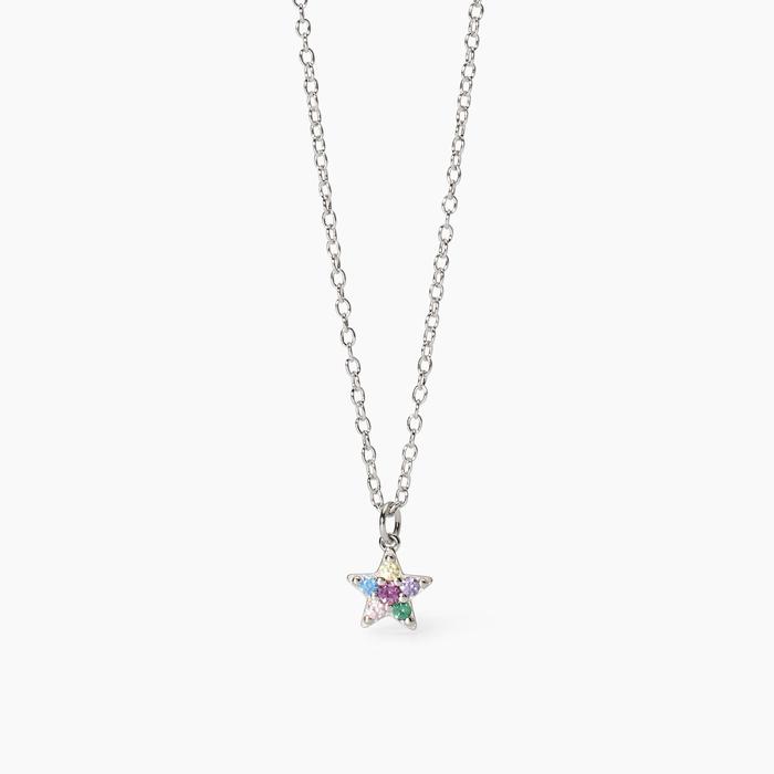 Collier ras du cou pour fille avec étoile multicolore