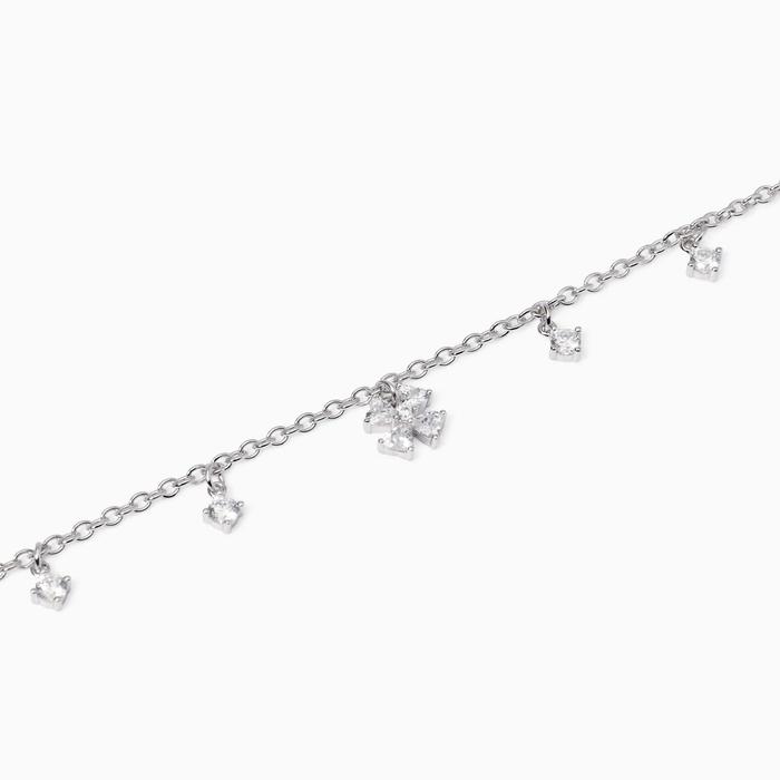 Bracelet avec zircones et breloques trèfle à quatre feuilles Trouvez-moi