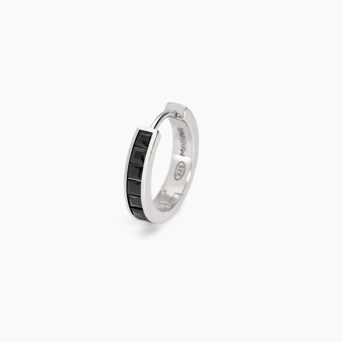 Boucles d'oreilles créoles Monomania en zircone noire pour homme