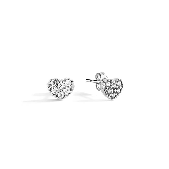 Boucles d'oreilles en or véritable avec cœur et zircon