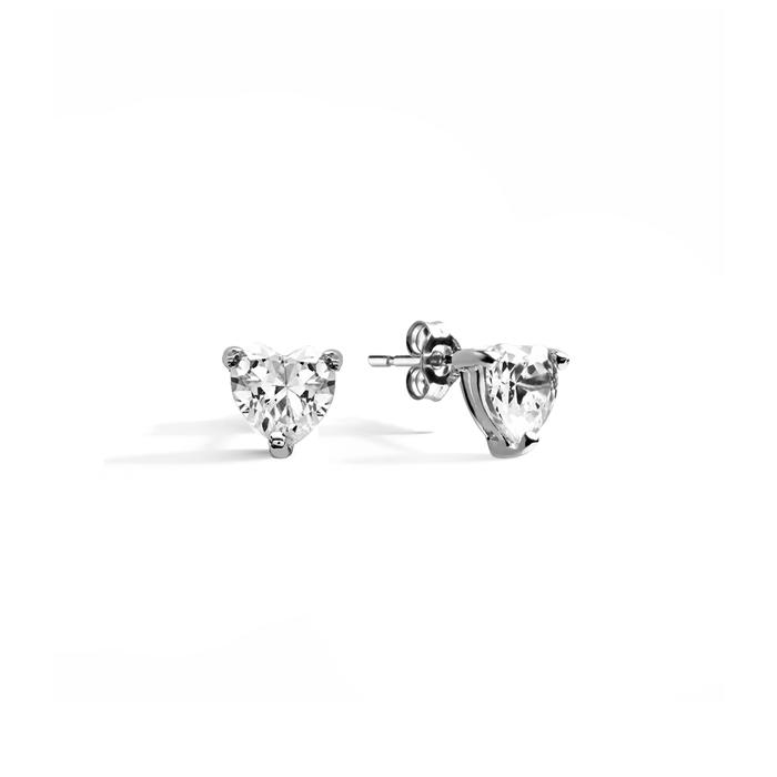 Boucles d'oreilles en or véritable avec cœur et zircon