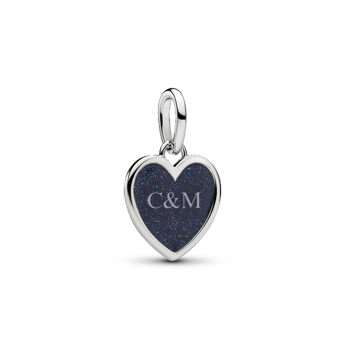 Charm Pendente Cuore Blu da incidere