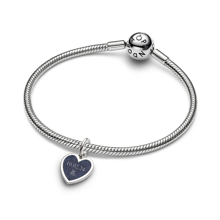 Charm Pendente Cuore Blu da incidere
