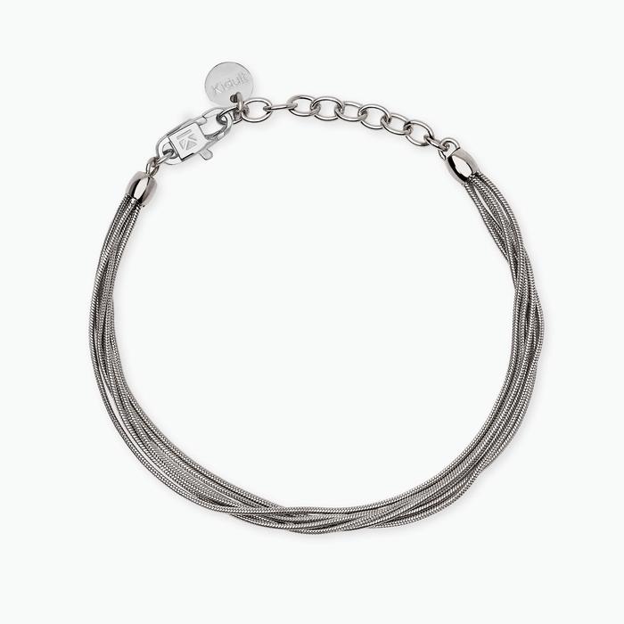 Bracciale multifilo argentato con catene snake Style 59