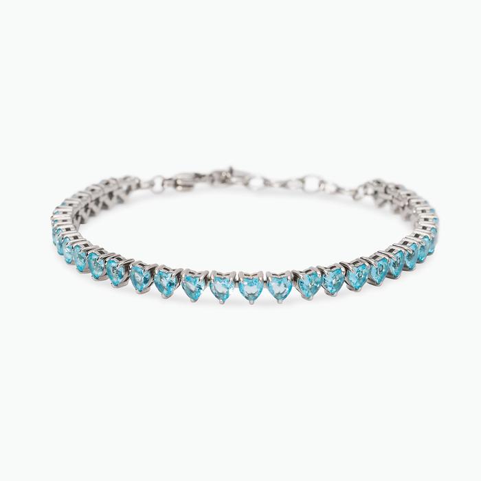 Bracciale tennis cuore con zirconi azzurri Style 60