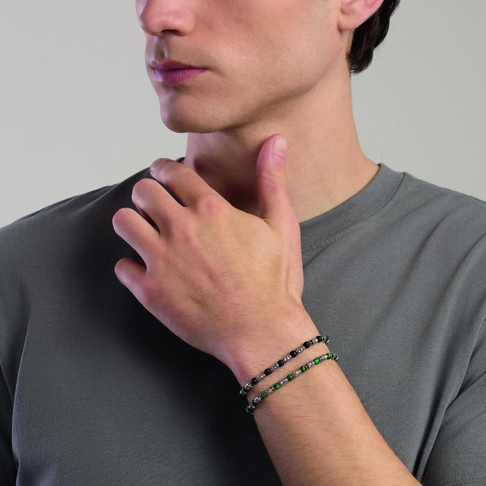 Bracciale uomo in acciaio e malachite sintetica Style 38
