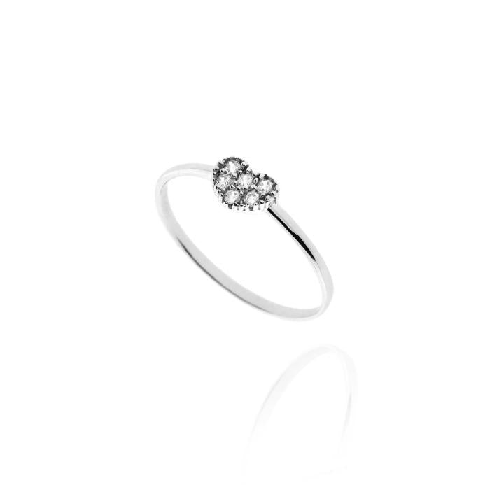 Bague en or véritable avec cœur et zircone