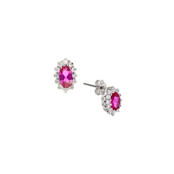 Real Gold Ruby Zircon Earrings