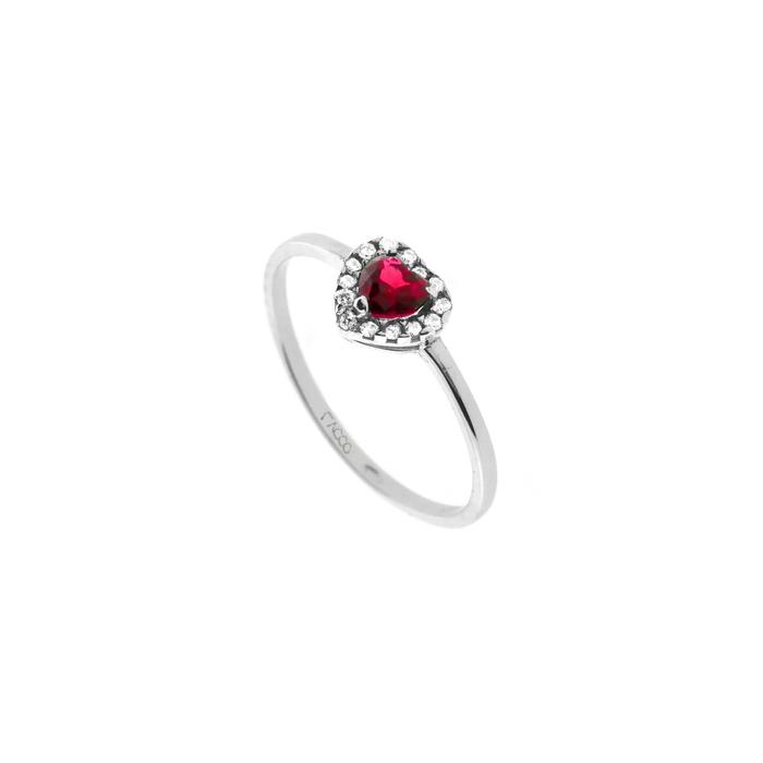 Bague en or véritable avec rubis et zircon