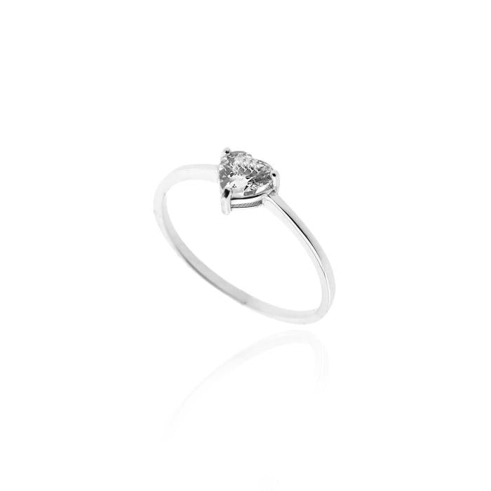 Bague en or véritable avec cœur et zircone