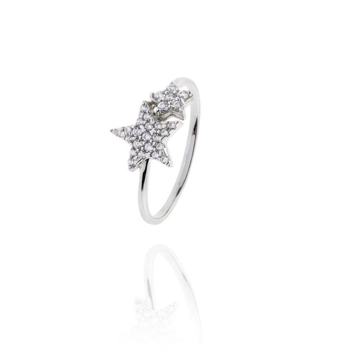 Bague étoile en or véritable avec zircone