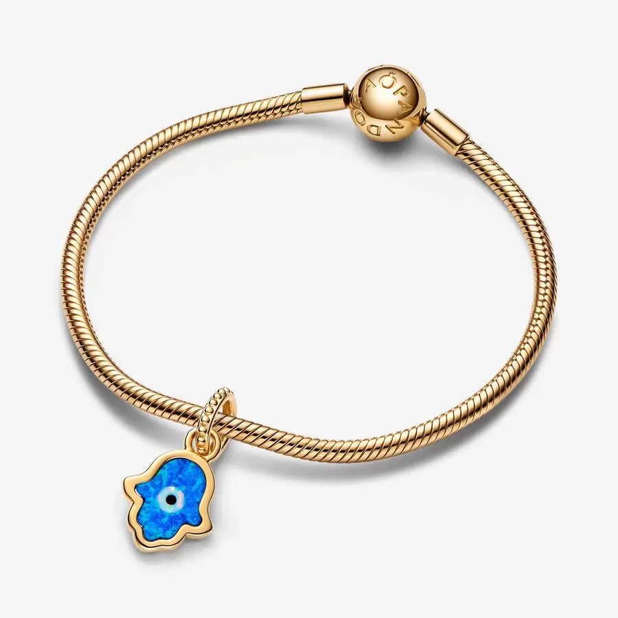 Charm Pendente Mano di Fatima Opale Blu