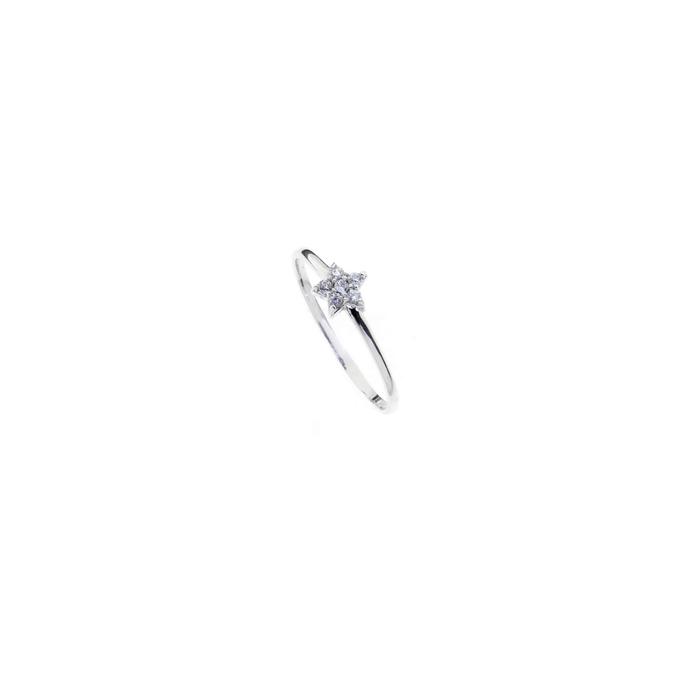 Bague étoile en or véritable avec zircone