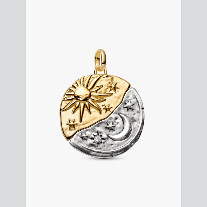 Charm Medallion XL Sole e Luna "Per Aspera Ad Astra"