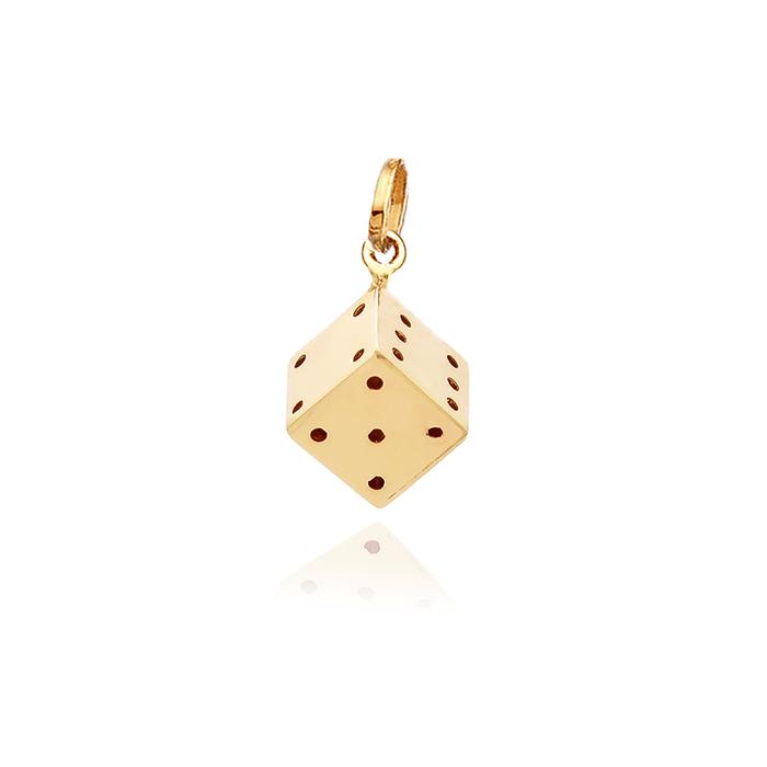 Pendentif en or véritable en forme de dé