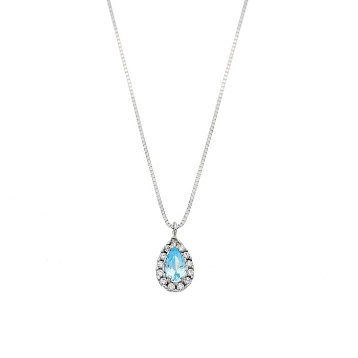 Collana Zircone Acquamarina d'Oro Vero