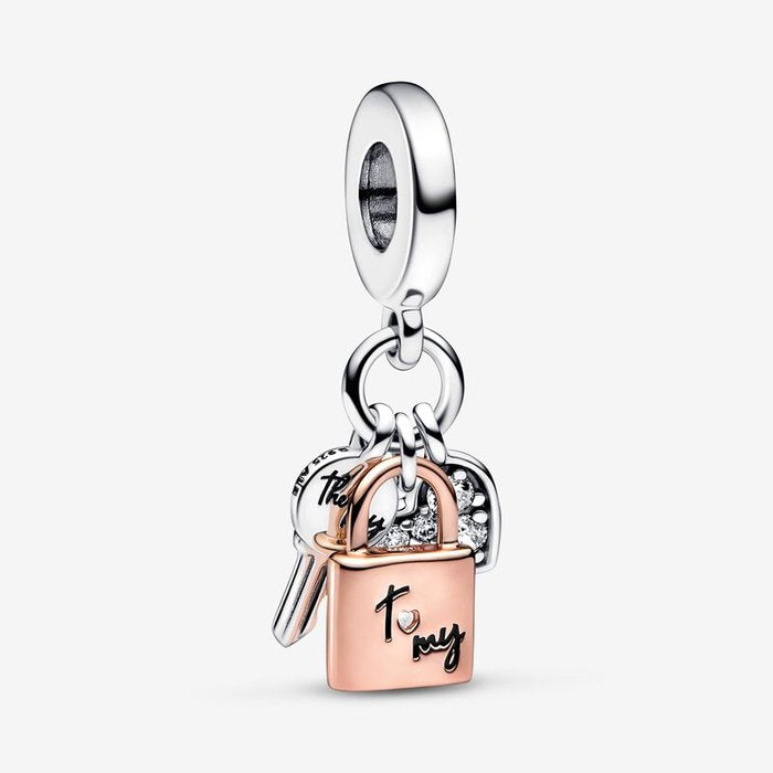 Pendentif clé, cadenas et cœur