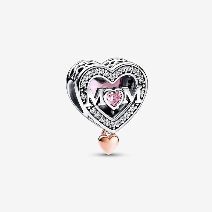 Pendentif Charm Ajouré Maman avec Coeur