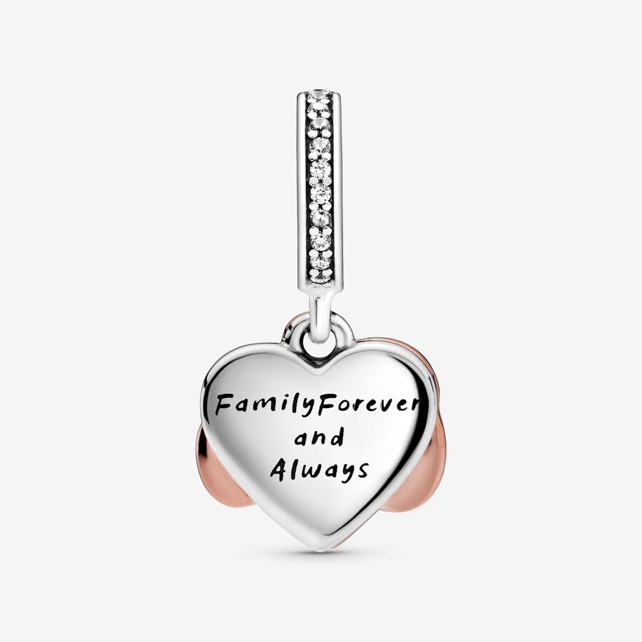Pendentif Charm Coeur Rose et Infini