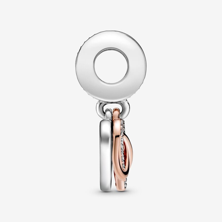 Pendentif Charm Coeur Rose et Infini