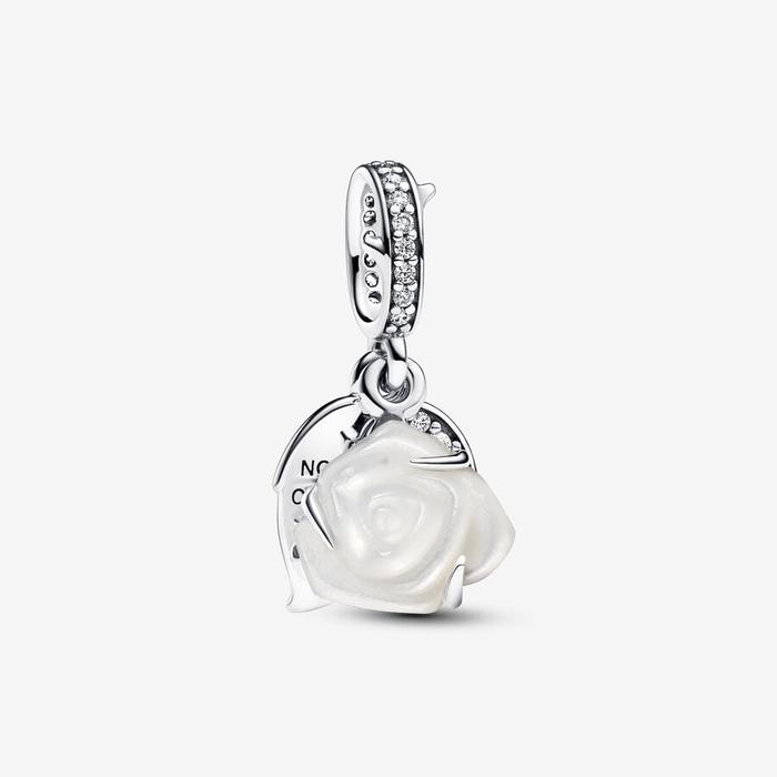 Pendentif Charm Rose Blanche