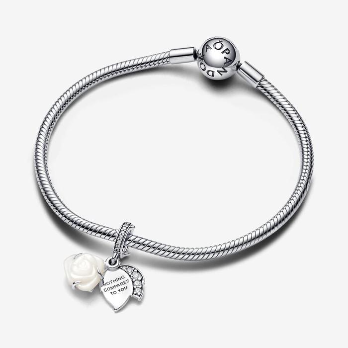 Pendentif Charm Rose Blanche
