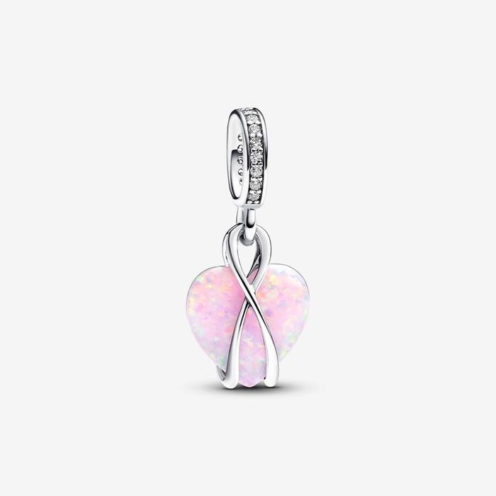 Pendentif cœur de maman rose opalescent