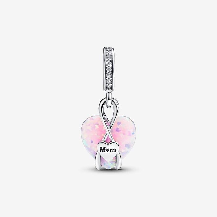 Pendentif cœur de maman rose opalescent