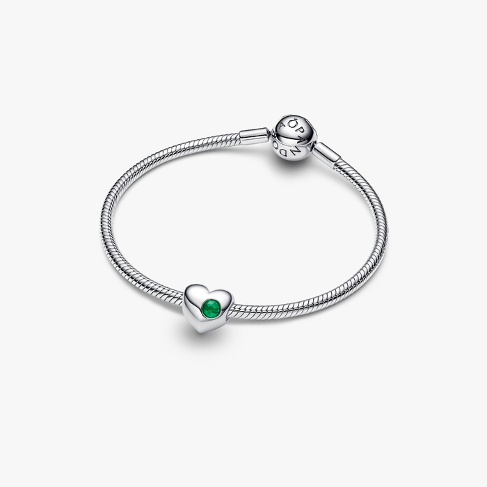 Charm Cuore con Pietra Verde Maggio da incidere