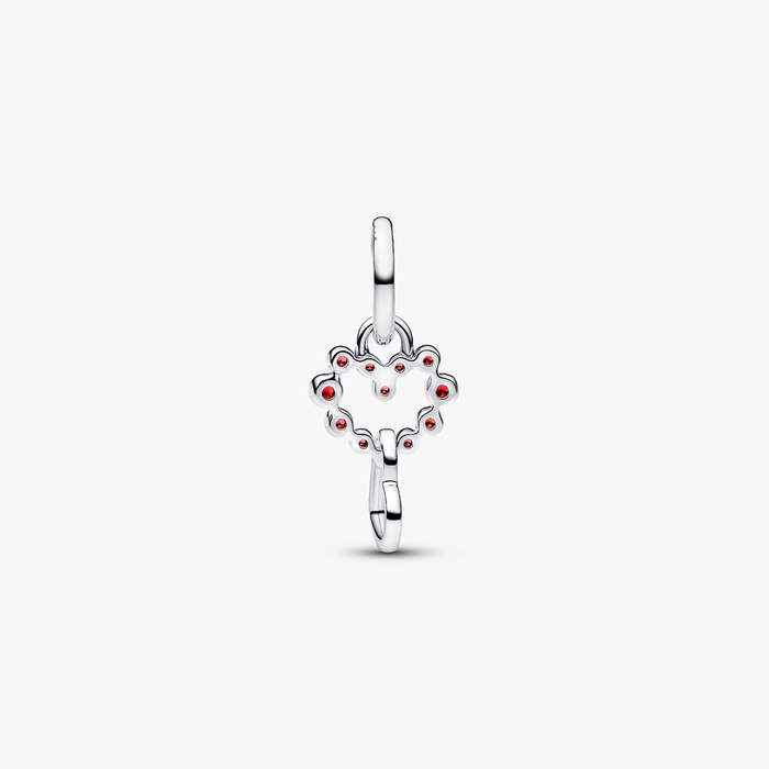 Charm Pendente Cuori Intrecciati con Cristalli Rossi