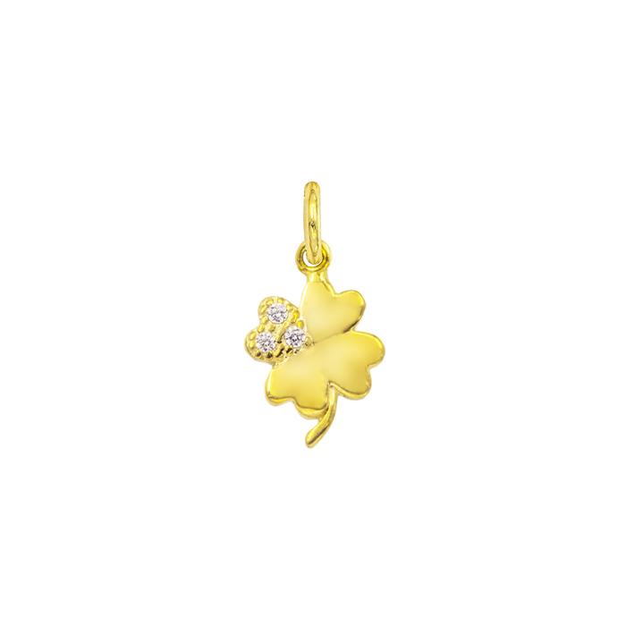 Charm Quadrifoglio in Oro e Zirconi