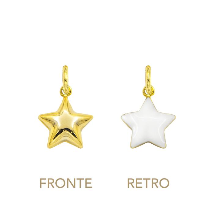 Charm Stella in Oro e Smalto Bianco