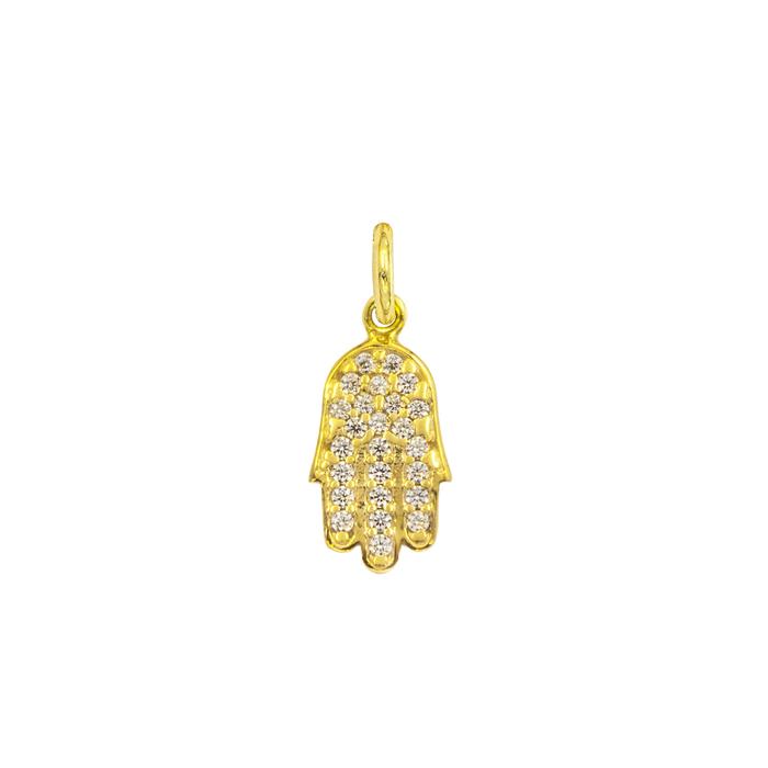 Charm Mano di Fatima in Oro e Zirconi