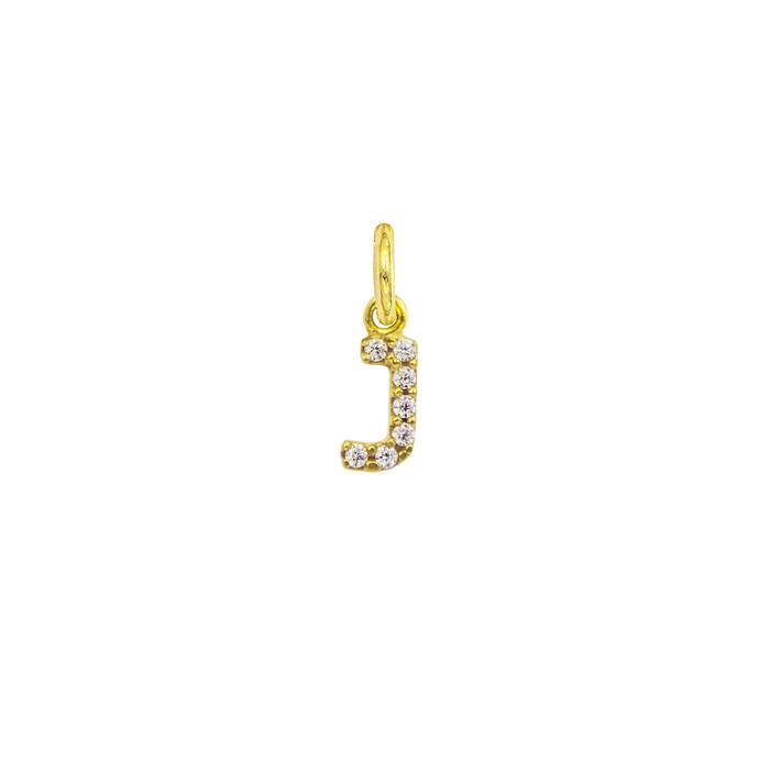 Charm Lettera J in Oro e Zirconi