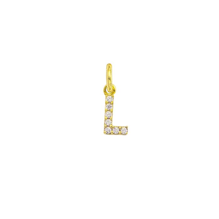 Charm Lettera L in Oro e Zirconi