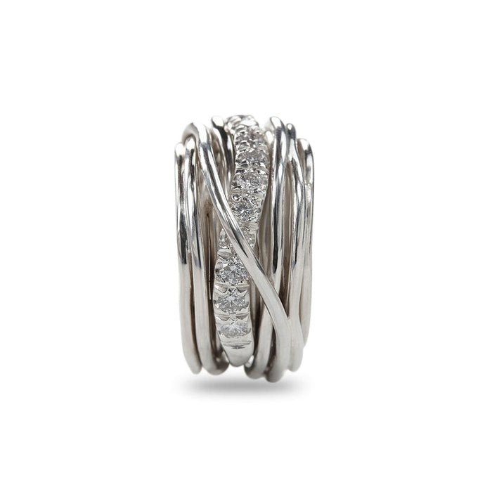 Filodellavita Carato 13 strands in 925 Silver and White Diamonds