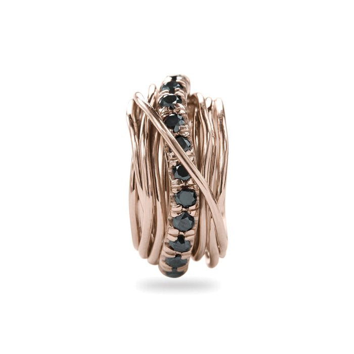 Filodellavita 13 Carat 9kt Rose Gold and Black Diamonds Threads