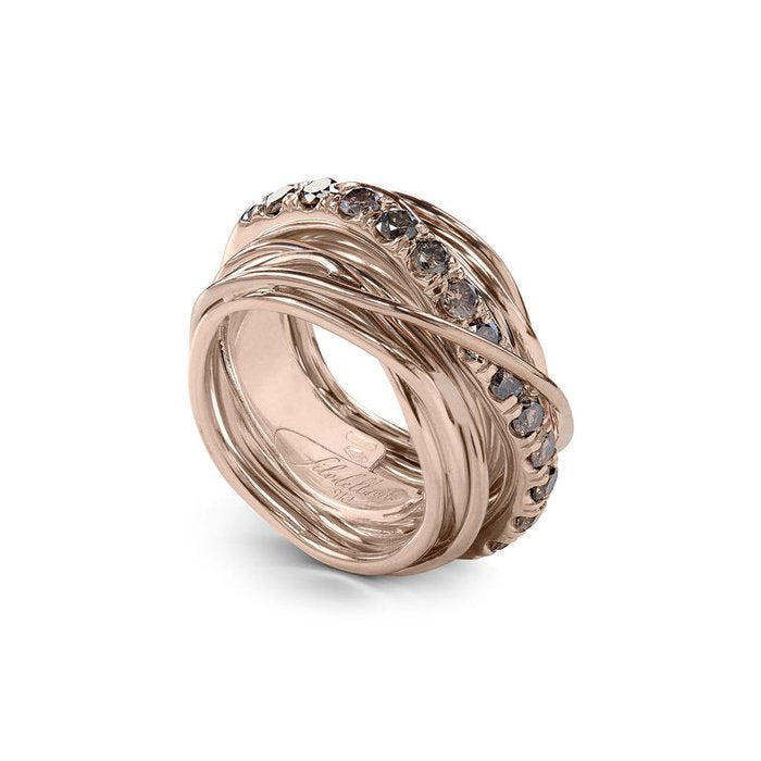 Filodellavita Carato 13 strands in 9kt Rose Gold and Brown Diamonds