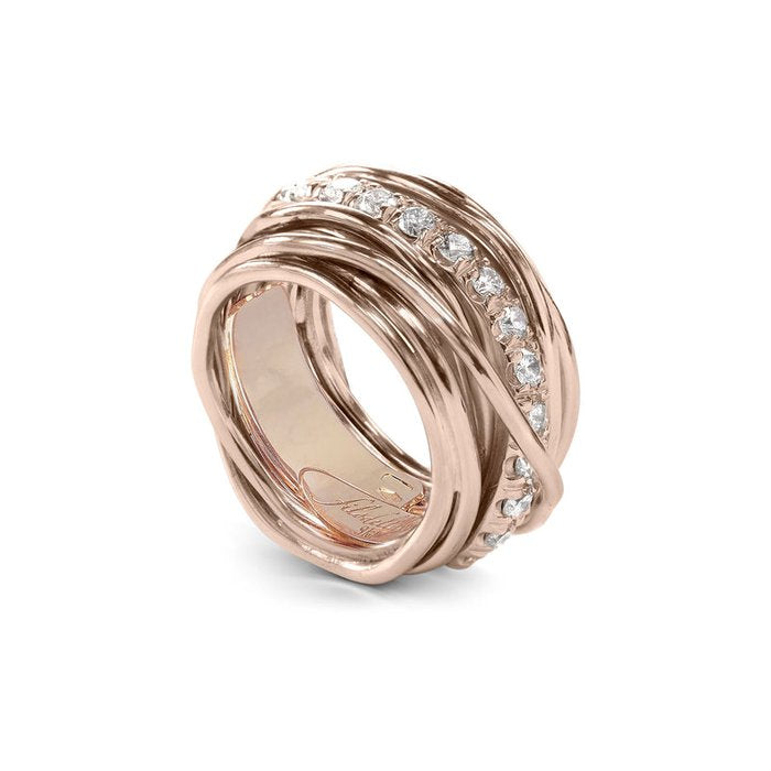 Filodellavita 13 Carat 9kt Rose Gold and White Diamonds Threads