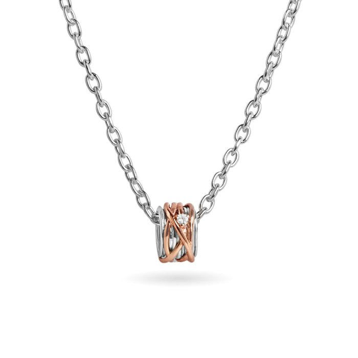 Filodellavita Mini 13 strands in 925 Silver, 9kt Rose Gold with diamond and necklace in 925 Silver and clasp in 9kt Rose Gold